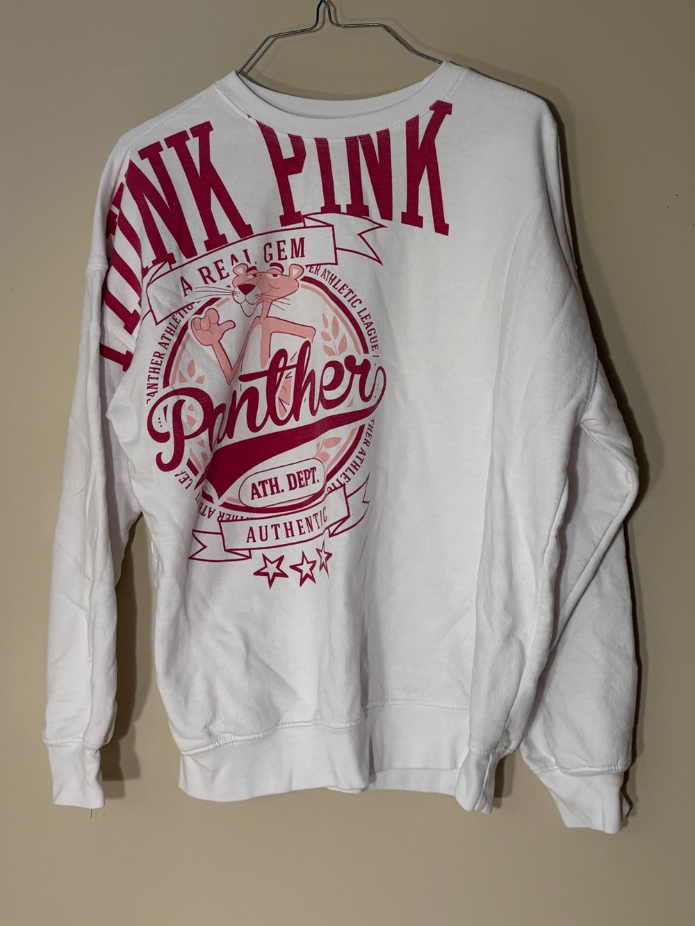 PINK White Sweatshirt with Pink Graphic
